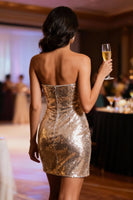 Load image into Gallery viewer, Sparkly Silver Sequin Bodycon Short Cocktail Dress with Slit