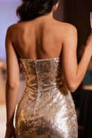 Load image into Gallery viewer, Sparkly Silver Sequin Bodycon Short Cocktail Dress with Slit