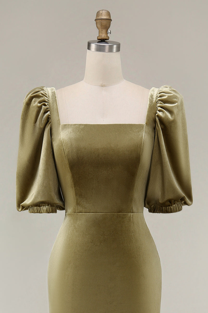 Load image into Gallery viewer, Navy Mermaid Square Neck Velvet Long Holiday Party Dress