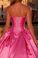 Load image into Gallery viewer, Sparkly Bright Pink Ball Gown Sweetheart Long Corset Prom Dress