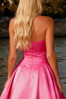 Load image into Gallery viewer, Sparkly Bright Pink Maxi Strapless Prom Dress with Bow