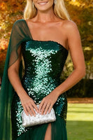 Load image into Gallery viewer, Sparkly Dark Green Long Sequin Formal Dress with Slit