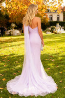 Load image into Gallery viewer, Light Purple Mermaid One Shoulder Maxi Formal Dress