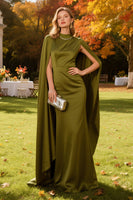 Load image into Gallery viewer, Olive High Neck Mermaid Long Formal Dress with Cape