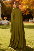 Load image into Gallery viewer, Olive High Neck Mermaid Long Formal Dress with Cape