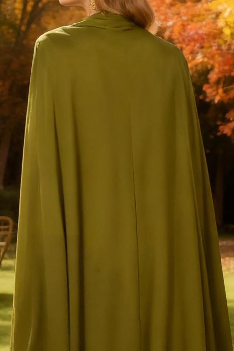 Load image into Gallery viewer, Olive High Neck Mermaid Long Formal Dress with Cape