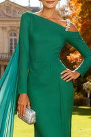 Load image into Gallery viewer, Sparkly Green Long Sleeves Mermaid Formal Dress with Cape