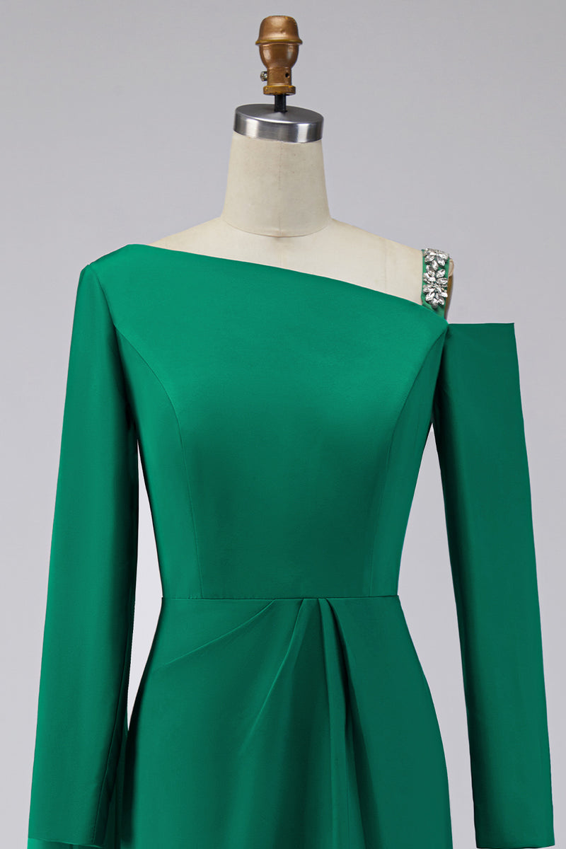 Load image into Gallery viewer, Sparkly Green Long Sleeves Mermaid Formal Dress with Cape