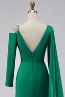 Load image into Gallery viewer, Sparkly Green Long Sleeves Mermaid Formal Dress with Cape