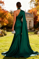 Load image into Gallery viewer, Dark Green Long Mermaid Formal Dress with Cape