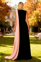 Load image into Gallery viewer, Black Bateau Neck Mermaid Long Formal Dress with Slit