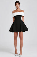 Load image into Gallery viewer, Black and White Mini A-Line Cocktail Dress