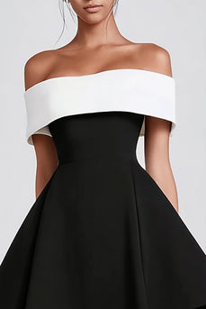 Black and White Mini A-Line Cocktail Dress