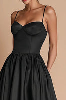 Load image into Gallery viewer, Satin A-Line Corset Black Tie Dress