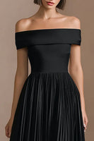 Load image into Gallery viewer, A-Line Midi Black Tie Dress with Pleats
