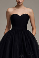 Load image into Gallery viewer, Sparkly Princess Black Maxi Tulle Formal Dress with Appliques