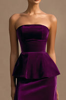 Load image into Gallery viewer, Plum Velvet Maxi Sheath Holiday Party Dress