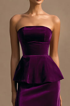Plum Velvet Maxi Sheath Holiday Party Dress