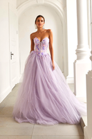 Load image into Gallery viewer, Lilac Tulle Floral A Line Sweetheart Long Prom Dress
