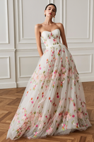 Load image into Gallery viewer, White Princess Floral Sweetheart Long Prom Dress