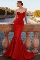 Load image into Gallery viewer, Sparkly Red Sweetheart Mermaid Long Prom Dress with Beading