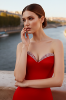 Load image into Gallery viewer, Sparkly Red Sweetheart Mermaid Long Prom Dress with Beading