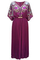 Load image into Gallery viewer, Sparkly Black V Neck Pleated 1920s Flapper Dress with Belt