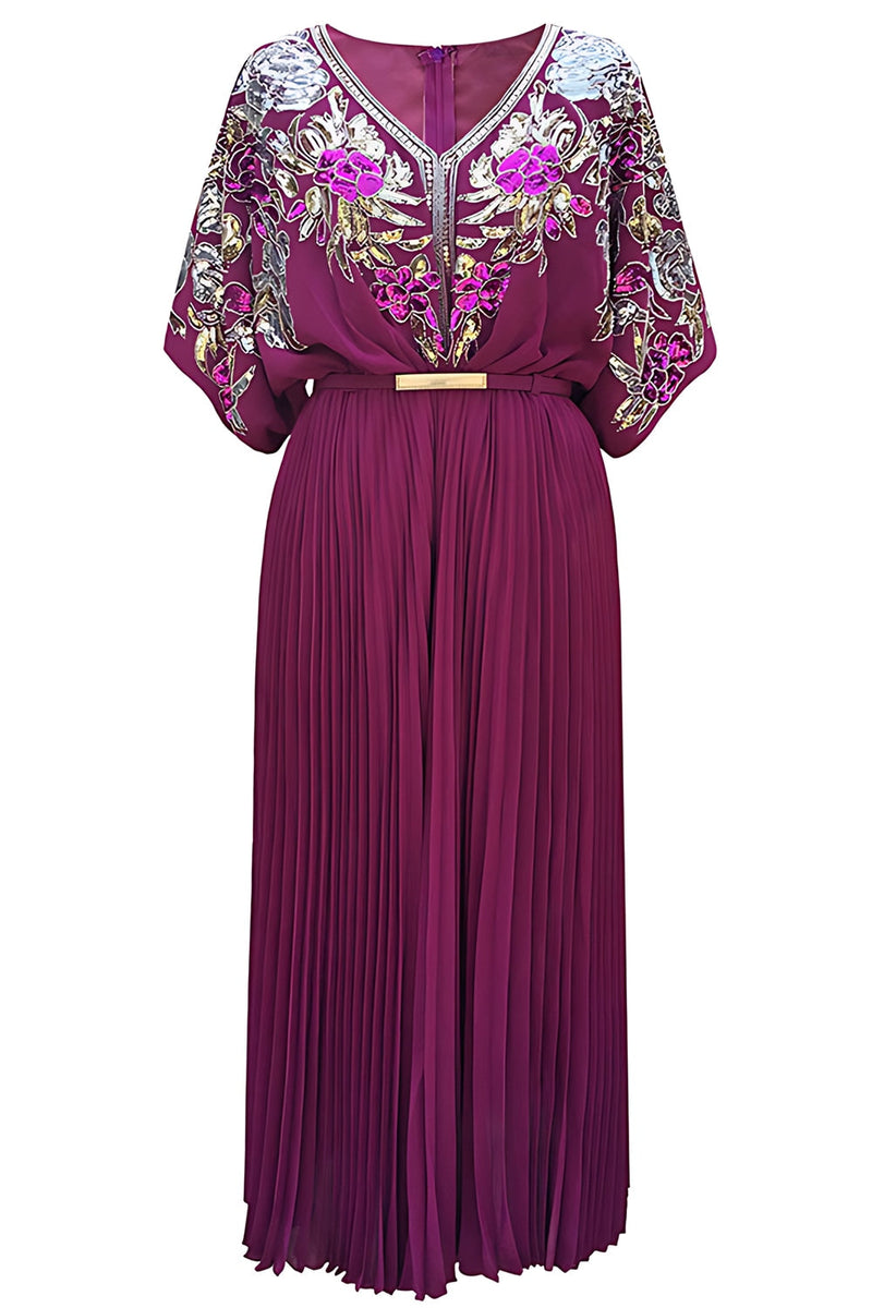 Load image into Gallery viewer, Sparkly Black V Neck Pleated 1920s Flapper Dress with Belt