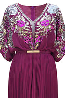 Load image into Gallery viewer, Sparkly Black V Neck Pleated 1920s Flapper Dress with Belt