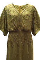 Load image into Gallery viewer, Sparkly Black Golden V Neck Sequin Flapper Dress with Sleeves