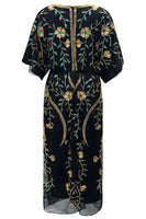 Load image into Gallery viewer, Sparkly Black V Neck Beaded Flapper Dress with Sleeves