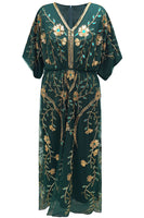 Load image into Gallery viewer, Sparkly Black V Neck Beaded Flapper Dress with Sleeves