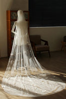 Load image into Gallery viewer, Ivory Long Tulle Wedding Veil with Butterflies