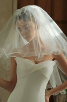 Load image into Gallery viewer, Ivory Bow Short Tulle Wedding Veil