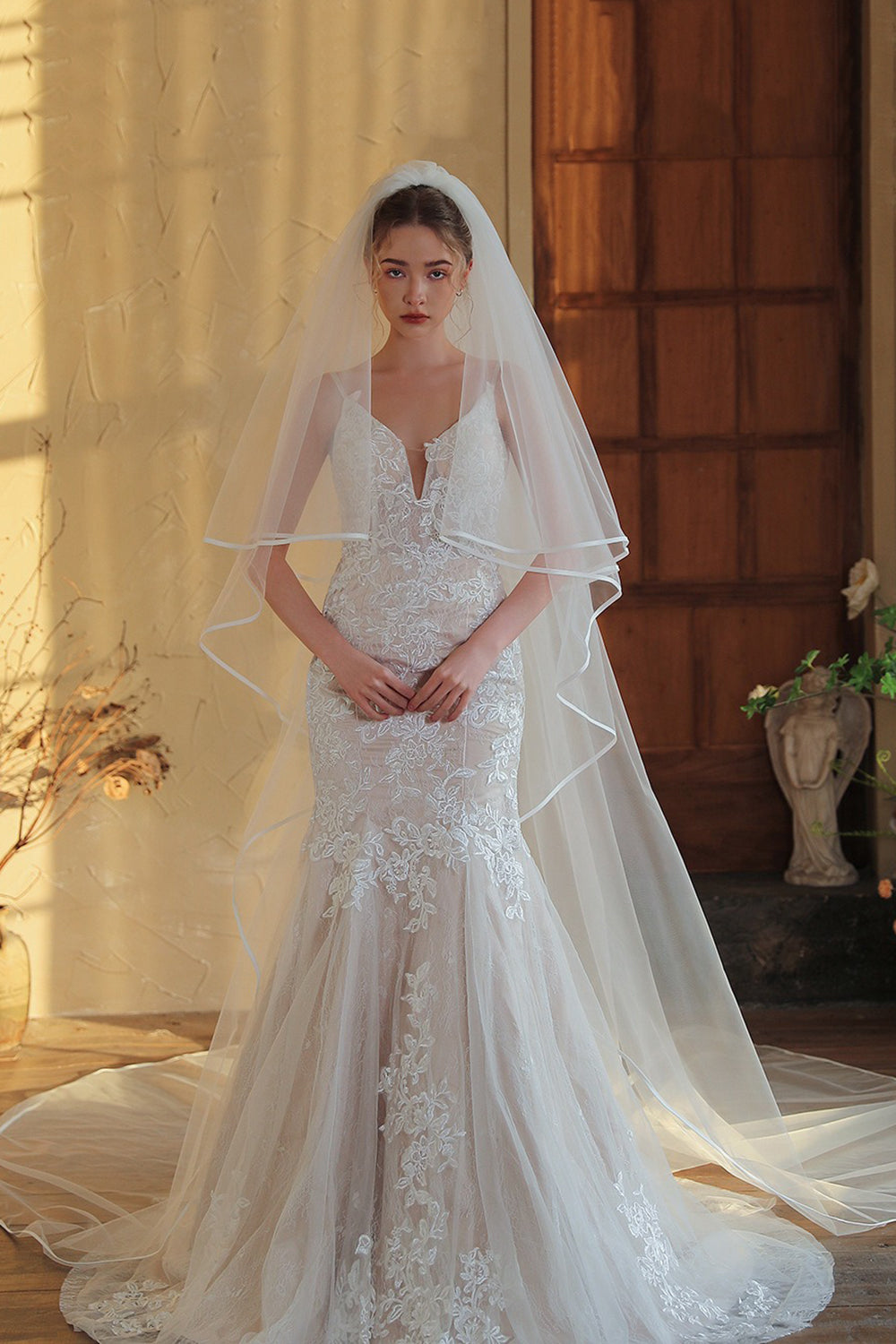 Ivory Long Tulle Bridal Veil
