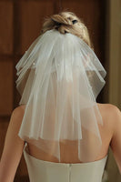 Load image into Gallery viewer, Ivory Tulle Pearls Short Bridal Veil
