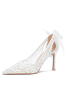 Load image into Gallery viewer, Ivory Pointed Toe Lace Up Stiletto Pump Bridal Heels