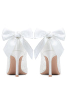 Load image into Gallery viewer, Ivory Pointed Toe Lace Up Stiletto Pump Bridal Heels