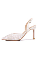 Load image into Gallery viewer, Ivory Pointed Toe Pump Lace Wedding Stiletto Heels