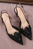 Load image into Gallery viewer, Ivory Appliqued Lace Pump Pointed Toe Wedding Heels