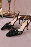 Load image into Gallery viewer, Ivory Appliqued Lace Pump Pointed Toe Wedding Heels