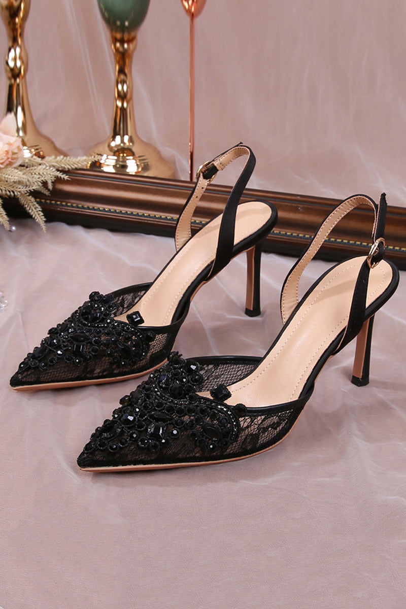 Load image into Gallery viewer, Ivory Appliqued Lace Pump Pointed Toe Wedding Heels