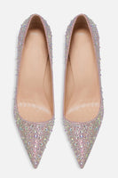 Load image into Gallery viewer, Sparkly Silver Pointed Toe Stiletto Pump Sequin Wedding Heels