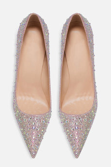 Sparkly Silver Pointed Toe Stiletto Pump Sequin Wedding Heels