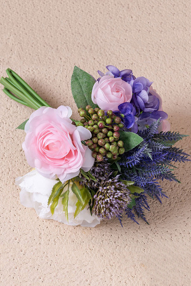 Load image into Gallery viewer, Purple Artificial Hand Holding Flower Bridal Bouquet