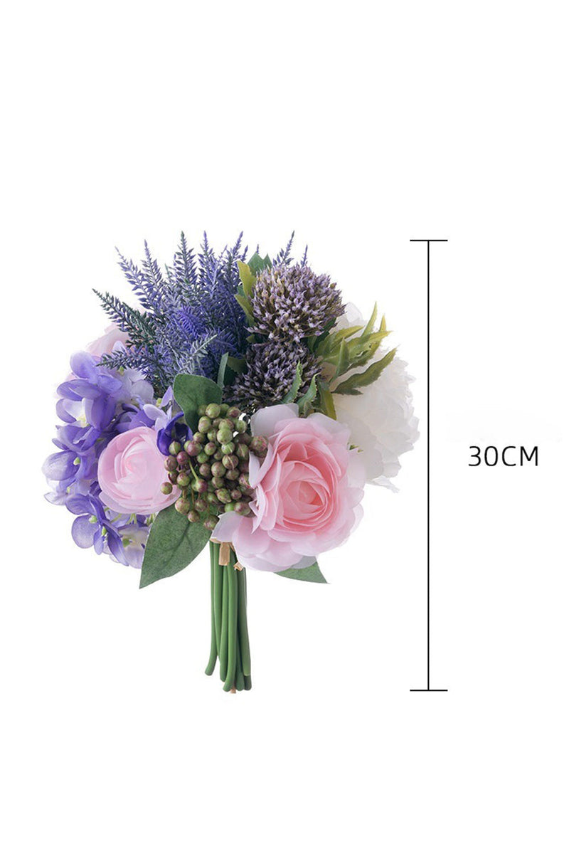 Load image into Gallery viewer, Purple Artificial Hand Holding Flower Bridal Bouquet