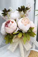 Load image into Gallery viewer, Hand Holding Flower Blush Pink Wedding Bouquet with Bow