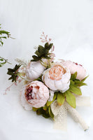 Load image into Gallery viewer, Hand Holding Flower Blush Pink Wedding Bouquet with Bow