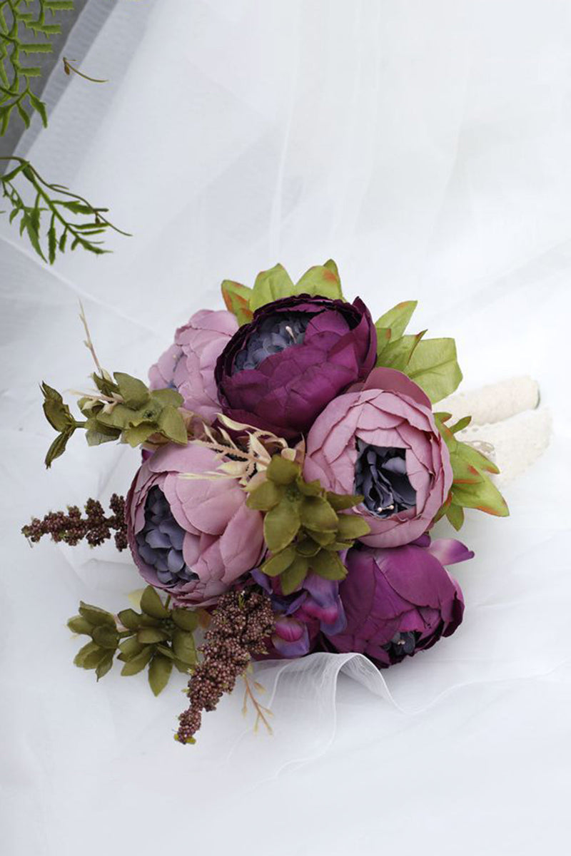 Load image into Gallery viewer, Hand Holding Flower Blush Pink Wedding Bouquet with Bow