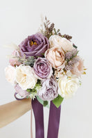 Load image into Gallery viewer, Artificial Flower Purple Bridal Bouquet